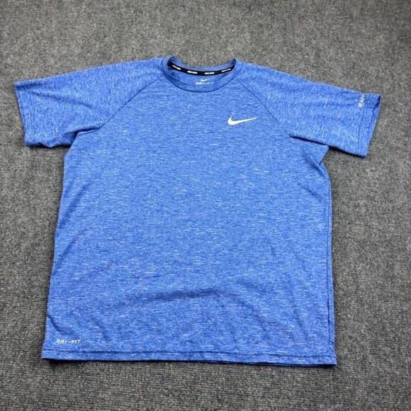 NIKE Men’s Dri-Fit Blue Heathered Swim short sleeve Shirt UPF 40+ size: Medium - Picture 1 of 5